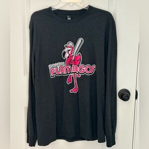 Florence Flamingos Charcoal Gray Long Sleeve T-Shirt Men’s Size Large - EUC